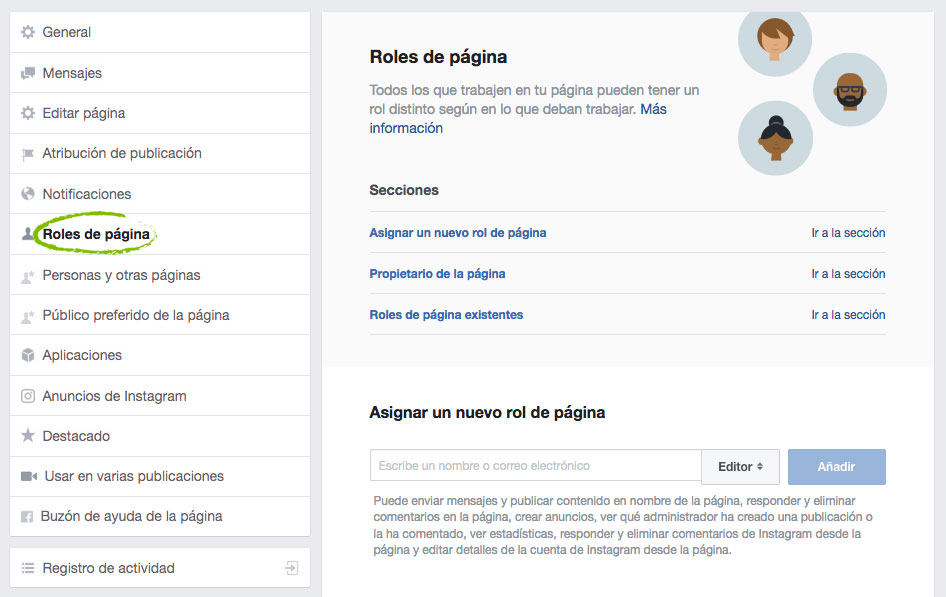 cómo añadir administradores de página en facebook